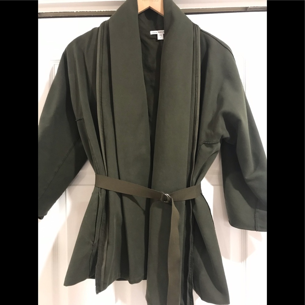 James Perse three quarter sleeve coat with belt